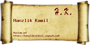 Hanzlik Kamil névjegykártya